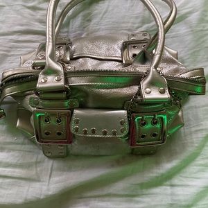 Mini styled shiny silver purse